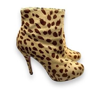 Christian‎ Louboutin Miss Clichy Leopard Print Platform Ankle Booties Sz 10